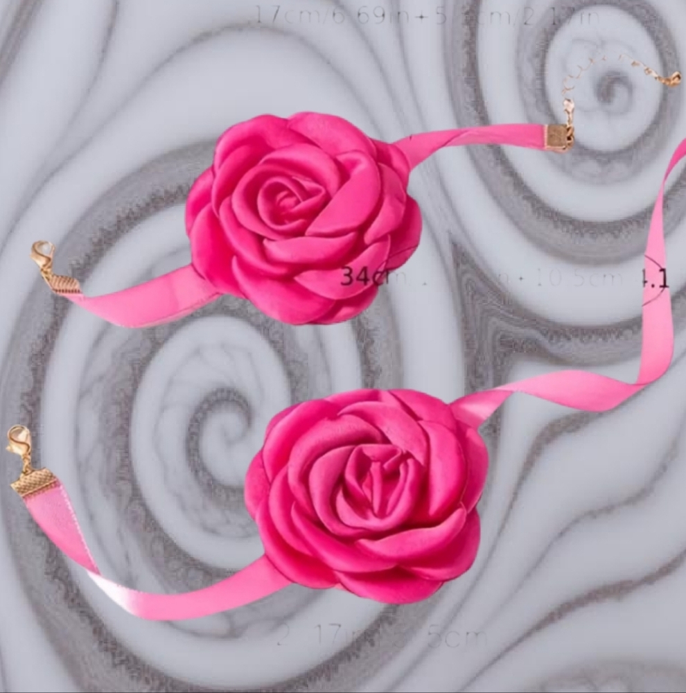 Pink Rose Satin Bracelet